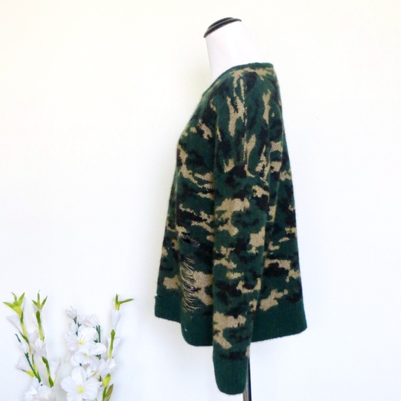 LNA Camouflage Distressed Alpaca Blend Pullover Sweater Green SZ S - Picture 6 of 10